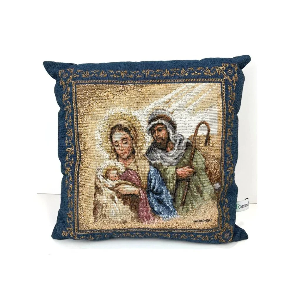 Giordano Holy Family Tapestry Decorative Pillow Riverdale USA Christmas Nativity